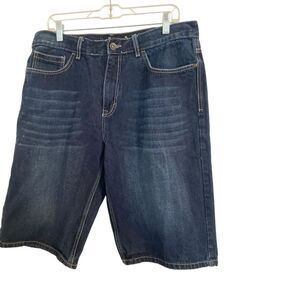 Vintage Y2K 90s Baggy Avirex Jorts – Dark Wash Denim Shorts (Size 36)